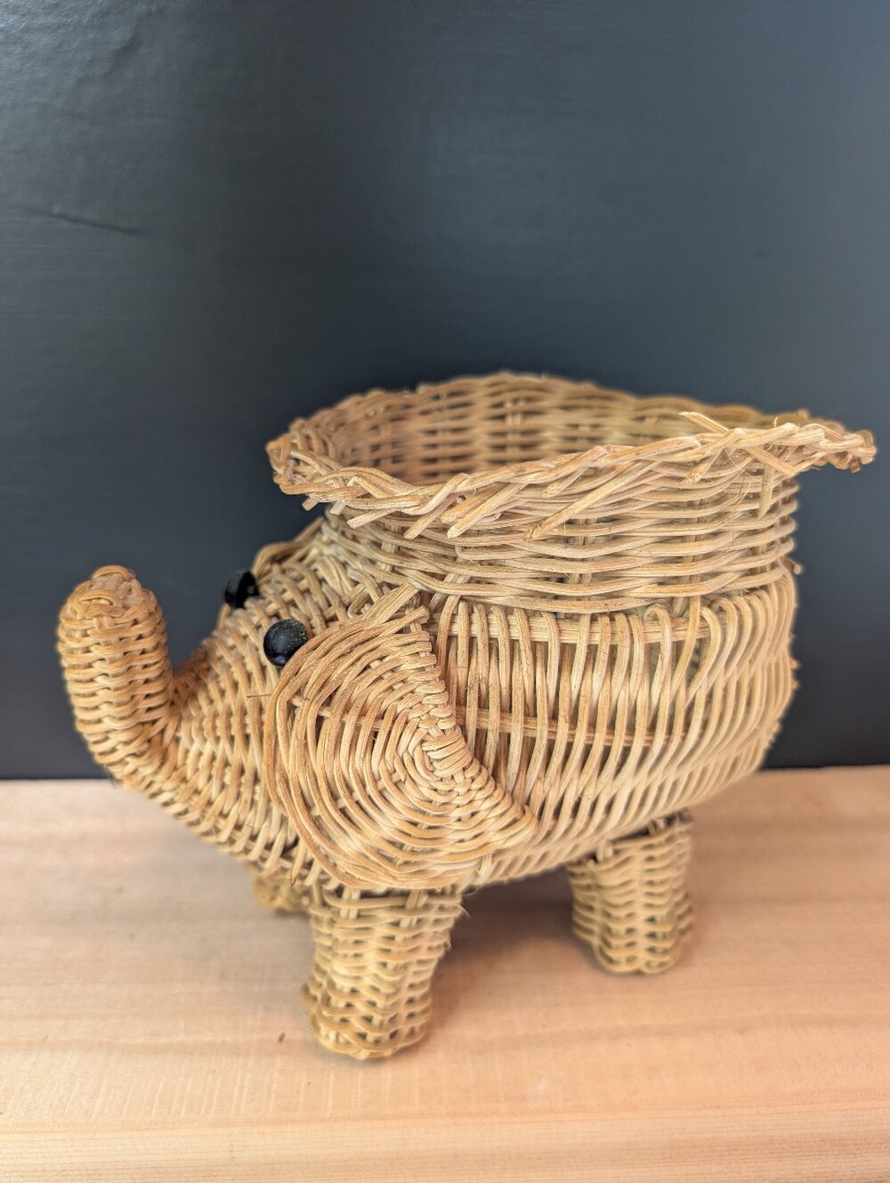 Vintage Little Elephant Basket Planter